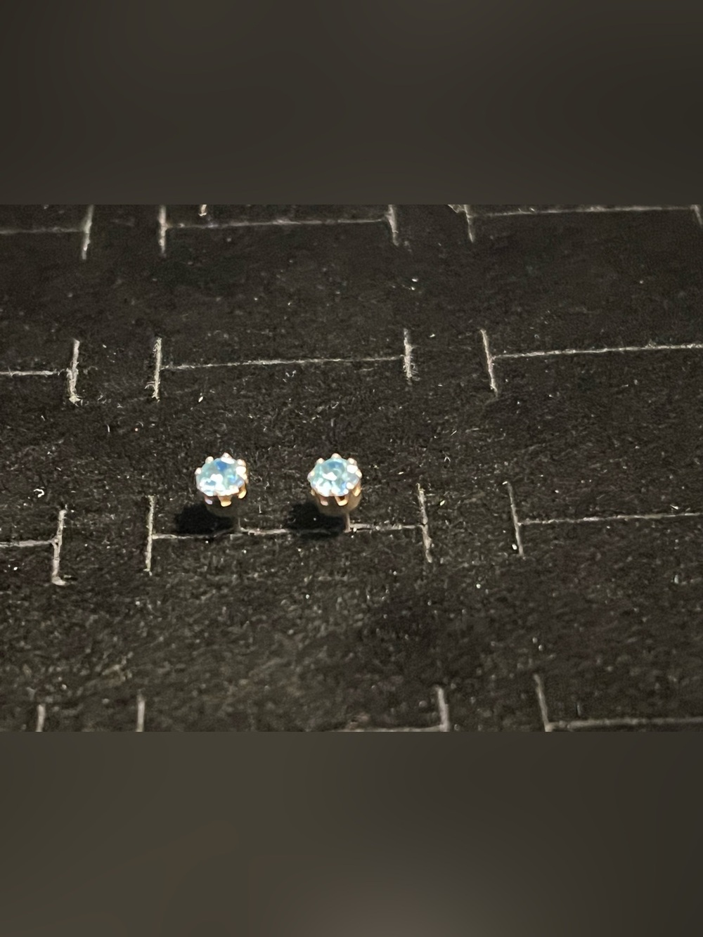 Delicate Blue Gemstone Stud Earrings - Classic Gold Setting